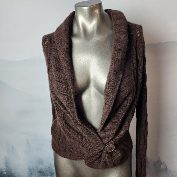 Autumn Cashmere 100% Pure Cashmere Chocolate Brown Knit Cardigan | Women's XS - Picture 1 of 12